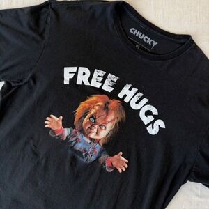 Chucky Free Hugs Graphic T-Shirt Mens XL Black Horror Movie Child's Play Cotton